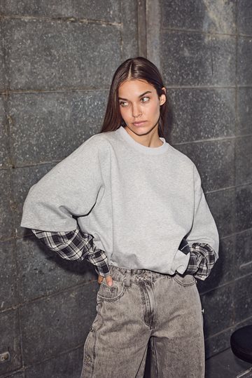 Haute L \' Amitié - Sweat Ls Shirt Mix - Grey Melange
